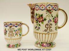 Two Bristol pottery commemorative jugs by Cecil Garland (tallest 19cm)