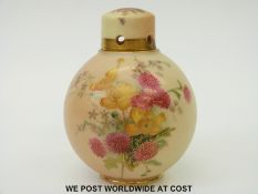 Royal Worcester blush ivory lidded pot pourri with pierced lid which aligns with similar holes in