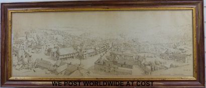 Eric Monk, signed 1/100 limited edition print panoramic view of Minchinhampton, Gloucestershire,