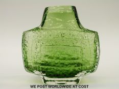 Whitefriars meadow green TV vase, designed by Geoffrey Baxter, 16.
