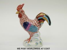 Herend porcelain red fishnet decorated cockerel (14cm tall)