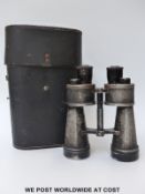 A pair of WWII German military 7x50 prismatic binoculars stamped beh 441261,