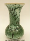 Ruskin Pottery high-fired green or aqua flambé vase of bulbous and flared form, with Ruskin,
