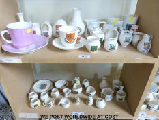 A collection of mostly Goss crested china featuring local areas of Gloucestershire including