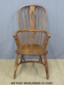 An elm seated Windsor armchair