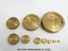 A cased set of Indian or similar bullion weights (1kg downwards)