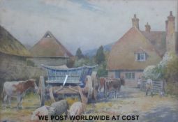 A C Fare watercolour of a farmyard scene dated 1953 (26 x 37cm)