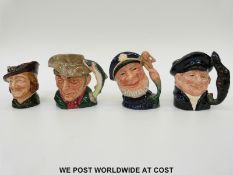 Four small Royal Doulton character jugs