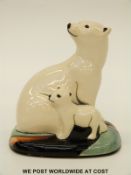 Moorcroft polar bear and cub figure by Anita Harris,