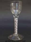 George II drinking glass with ogee bowl over double cotton twist stem raised on conical foot, c1760,