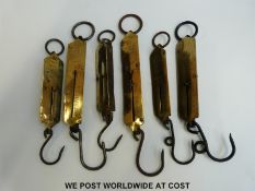 Six Salter spring balances to include No 2 and No 3