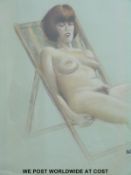 A set of three pastels of female nudes,