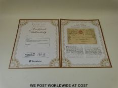 An 1840 Penny Black mulready letter sheet A35 in a Westminster presentation pack,