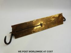 Two large spring balances, one with pan below to weigh 16oz,