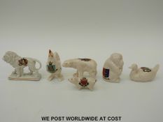 A collection of crested ware animals to include Carlton, Willow Art,