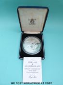 A cased silver proof £25 St Helena and Ascension Island Napoleon commemorative large size coin,