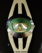 Spaceman Tressa LUX automatic wristwatch with day and date aperture and chrome bezel,