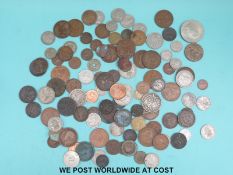 A small amateur collection of UK sundry coins and tokens, includes Georgian II and III,