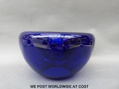 Kosta Boda 1960-70's large blue hand blown glass bowl