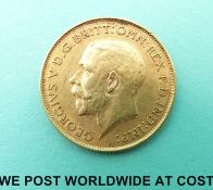 A 1913 George V gold half sovereign