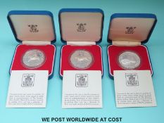 Three Silver Jubilee cased silver crowns with certificates