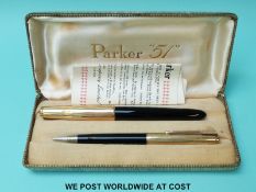 Parker 51 pen set in box with 51 in chalk to each barrel