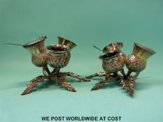 A pair of plated Scottish novelty thistle cruets