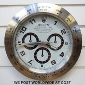 Rolex advertising clock white Daytona style,