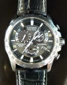Citizen Eco-Drive E650 gentleman's radio controlled chronograph wristwatch with date aperture,