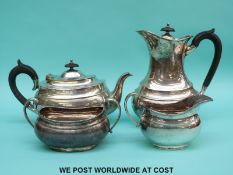 A hallmarked silver four-piece tea set, Sheffield 1932 maker Sydney Hall & Co.
