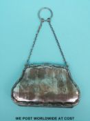 A hallmarked silver ladies purse, Birmingham 1915, width 11.