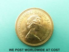 A 1974 Elizabeth II second head gold full sovereign