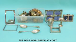 A hallmarked silver double photograph frame with easel back (width 12cm),