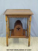 A 19th/20th century galleried mahogany table with magazine rack under (W61 x D49 x H77cm)