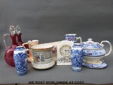 A group of ceramics and glass including Burleigh Ware teapot and stand, Royal Doulton series ware,