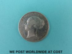 Queen Victoria bun head shilling 1848/6 (8 over 6) VF