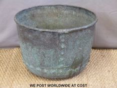 A 19th century riveted copper log/coal bin,