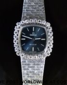 Omega De Ville 18ct white gold ladies wristwatch with 28 diamonds set to the bezel,