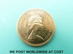A 1974 Elizabeth II second head gold full sovereign