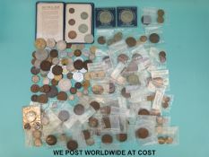 A collection of UK and overseas coinage, Victoria onwards, includes silver content.
