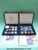 Two Westminster cases containing various modern crowns etc,