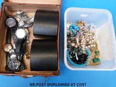 A collection of watches and costume jewellery