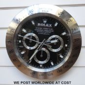 Rolex advertising clock black Daytona style,
