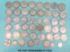 Approximately 583g of pre 1920 UK silver coinage to include Victorian