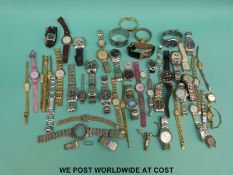 Over 50 various ladies and gentleman's wristwatches including Calvin Klein, Lorus, Sekonda,