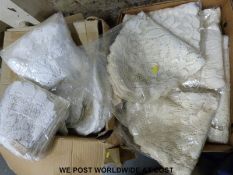 Four boxes containing a large quantity of table runners and similar furniture covers etc.