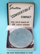 A shagreen Stratton 'convertible' compact in original box