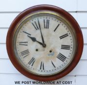 A two train Ansonia, American dial clock in mahogany case with painted Roman dial and spade hands,