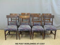 A harlequin set of eight 19thC mahogany dining chairs