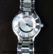Must de Cartier ladies wristwatch with blued hands,